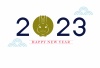 2023年 卯年　年賀状テンプレート 2023ロゴメイン　和風うさぎのシンプルなデザイン happy new year