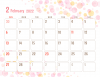 2022年2月のカレンダー（水彩ドット柄）