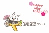 2023年の干支で描かれた使いやすいJPGやPNGのハガキサイズの年賀状テンプレート