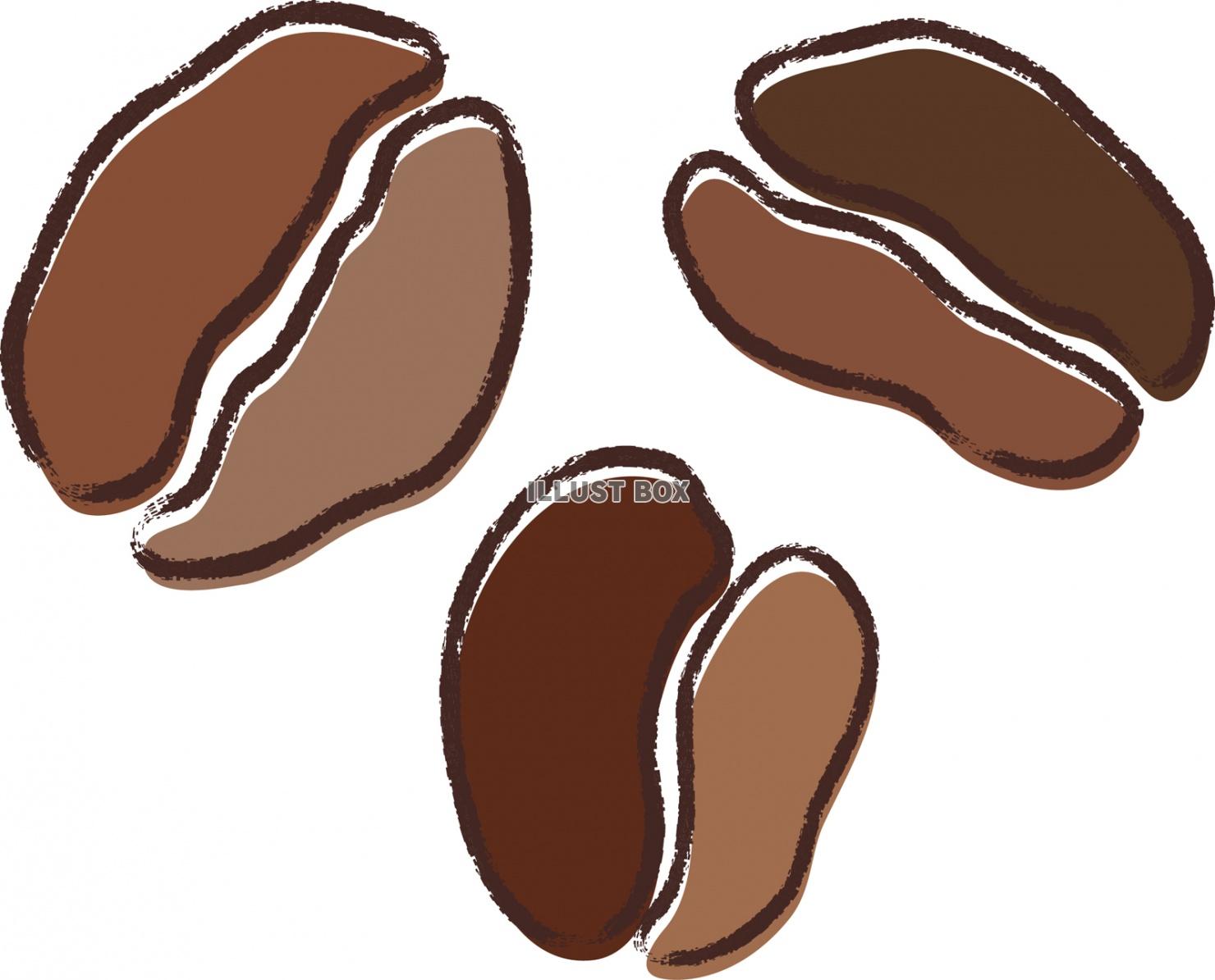 無料イラスト Jpg画像 コーヒー豆シンプル手描き茶色珈琲豆粒シルエット