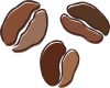 【透過png画像】コーヒー豆シンプル手描き茶色珈琲豆粒シルエットアイコン挿絵無料イラストフリー素材