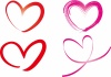 【JPG画像】赤色とピンク色手描きラインハートアイコンの可愛いフレーム飾り枠無料イラストフリー素材