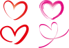 【透過png画像】赤色とピンク色手描きラインハートアイコンのかわいいフレーム飾り枠無料イラストフリー素材