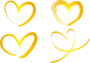 【透過png画像】金色ゴールド手描きラインハートアイコンのかわいいフレーム飾り枠無料イラストフリー素材