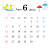 2022年 6月【正方形】かわいいイラスト付きカレンダー