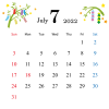 2022年 7月【正方形】かわいいイラスト付きカレンダー