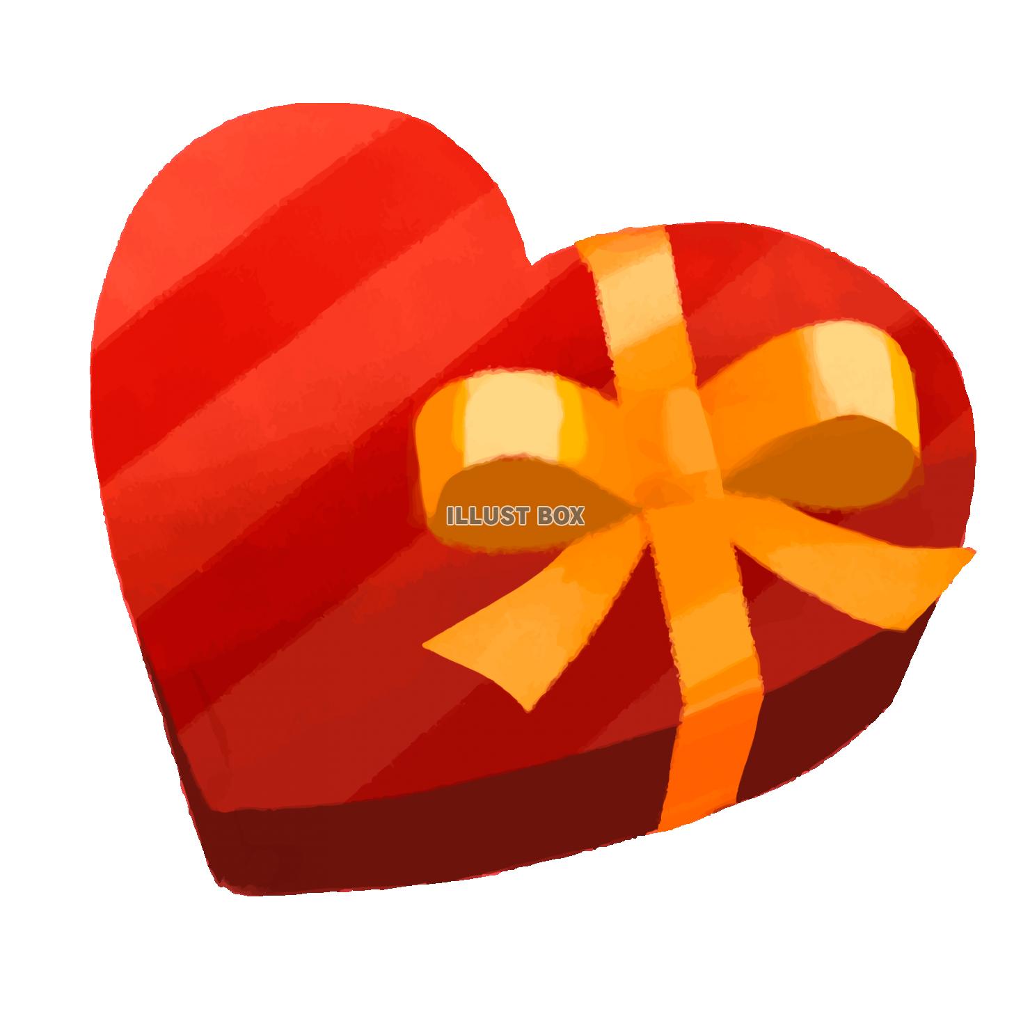 無料イラスト 水彩タッチの手書きのバレンタインチョコ ハート型のプレゼント