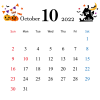 2022年 10月【正方形】かわいいイラスト付きカレンダー