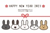 ５種類の可愛いウサギのシンプルなデザインの年賀状テンプレート