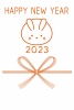 イラスト かわいい干支の縦向きのうさぎちゃんのイラスト入り（かわいい兎ののし）の2023年に使える年賀状素材（ハガキサイ