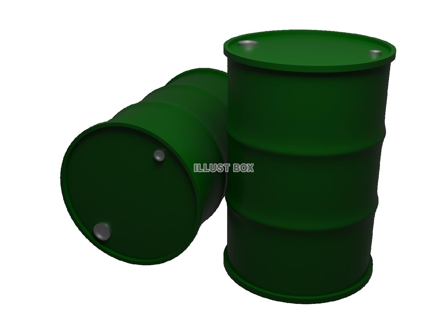 緑のドラム缶（3DCG・透過PNG）のイラスト素材
