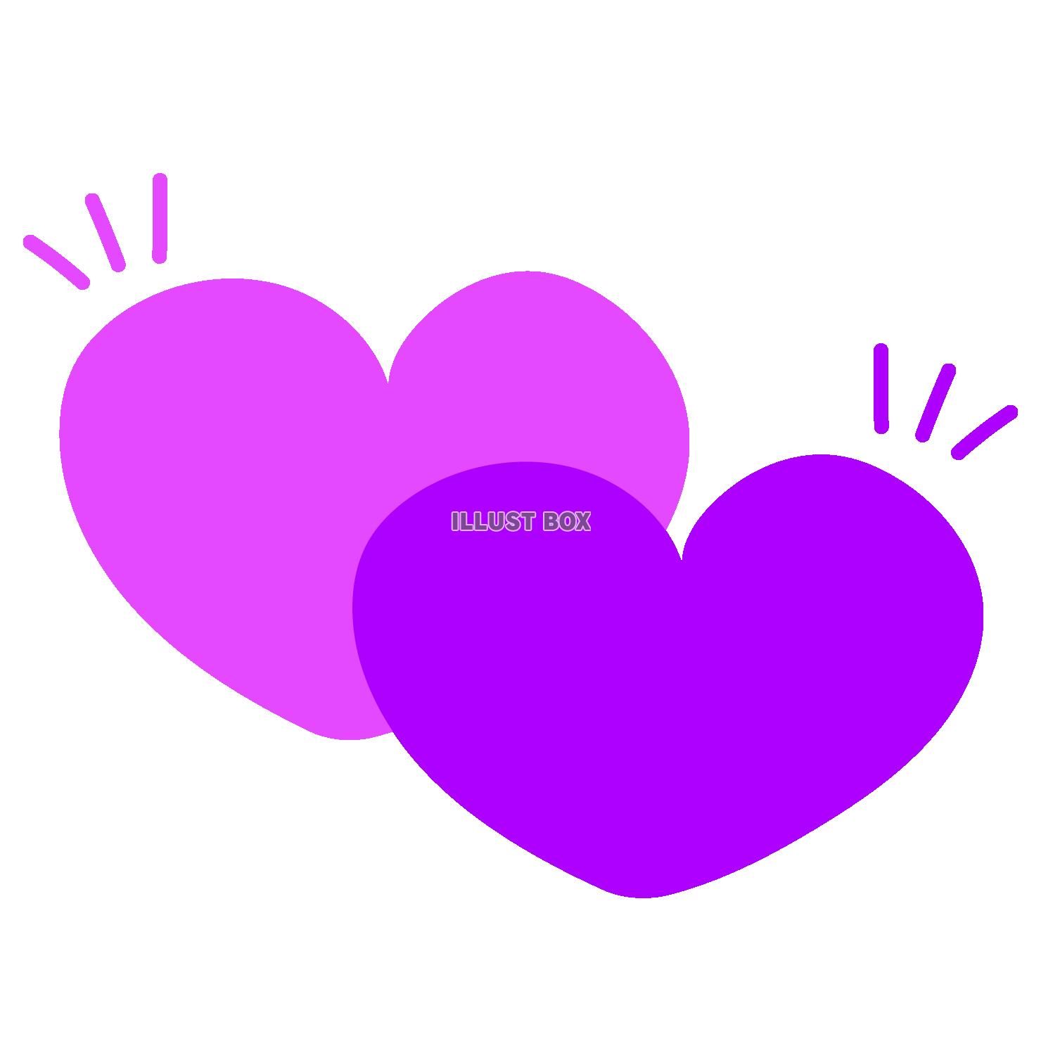紫と薄紫のハートイラスト