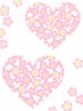 桜の花柄とハートの壁紙シンプル背景素材イラスト