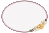 アンティーク風　薔薇の楕円形フレーム　(黄色）　透過PNG