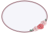 アンティーク風　薔薇の楕円形フレーム　(ピンク色）　透過PNG