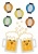 提灯の下でかわいい顔が描いてあるビールのイラスト