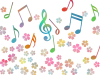 音符と桜の花模様の壁紙シンプル背景素材イラスト透過png