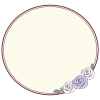 アンティーク風　薔薇の円形フレーム　(青・クリーム色）シンプル　透過PNG