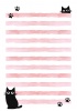 黒猫の便箋(ピンク)