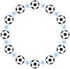 サッカーボールと星の丸形（円形）フレーム水色