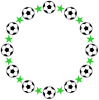 サッカーボールと星の丸形（円形）フレーム緑色
