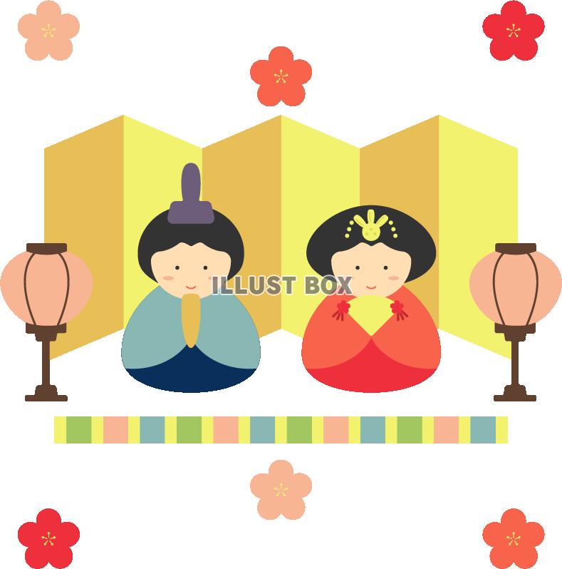ひな人形と桃の花