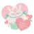 くっつきうさぎさん　Happy Valentine's Dayバレンタインロゴ　ギフトカード　ワンポイント