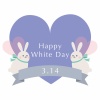 Happy White Day ホワイトデーのメッセージカードイラスト　かわいいうさぎさんカップル