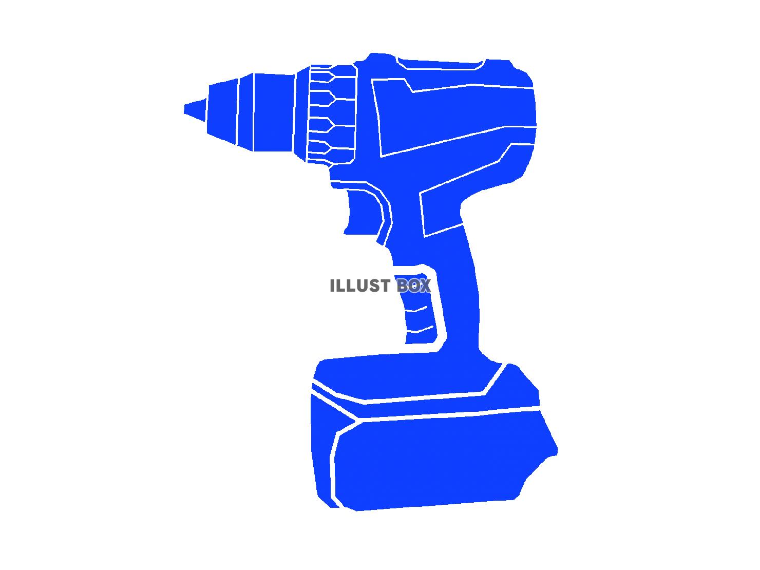 青色の電動ドリルのシルエットアイコン