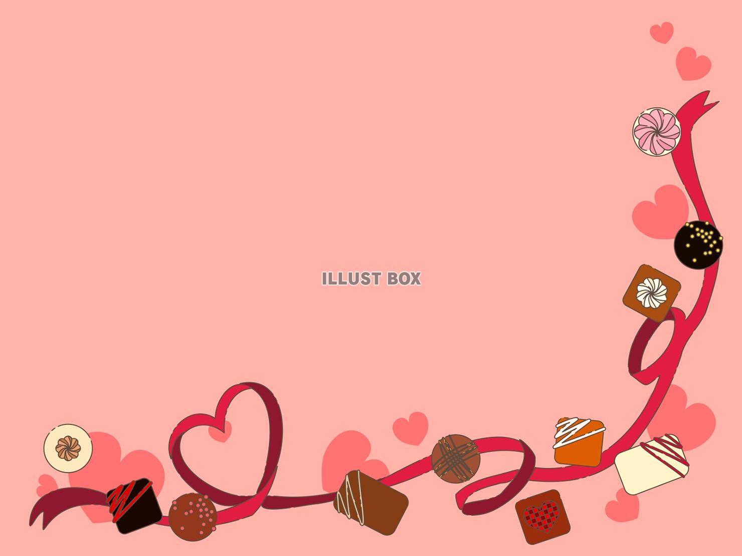 リボンとチョコレートのイラスト背景