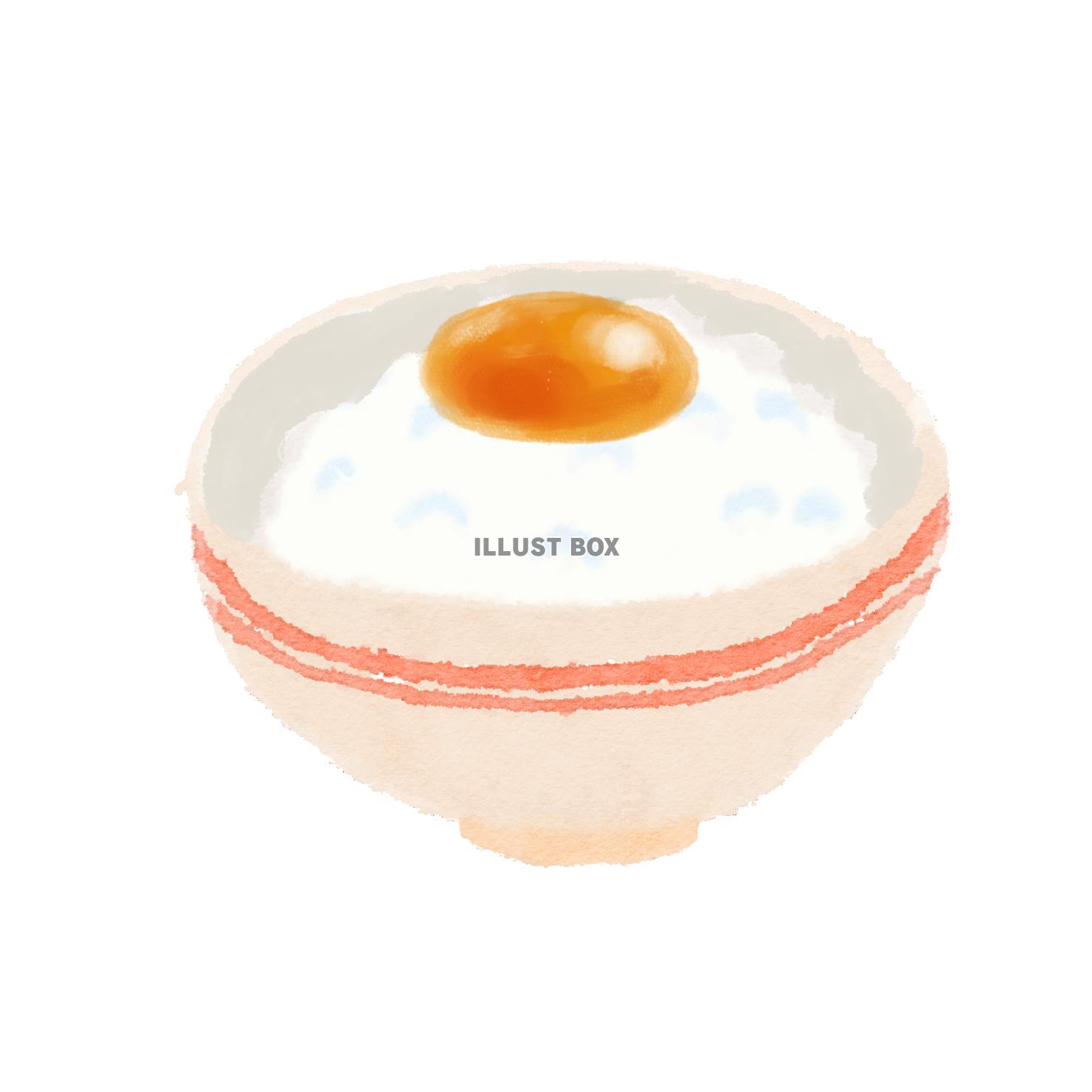 水彩お食事シリーズ　卵かけご飯