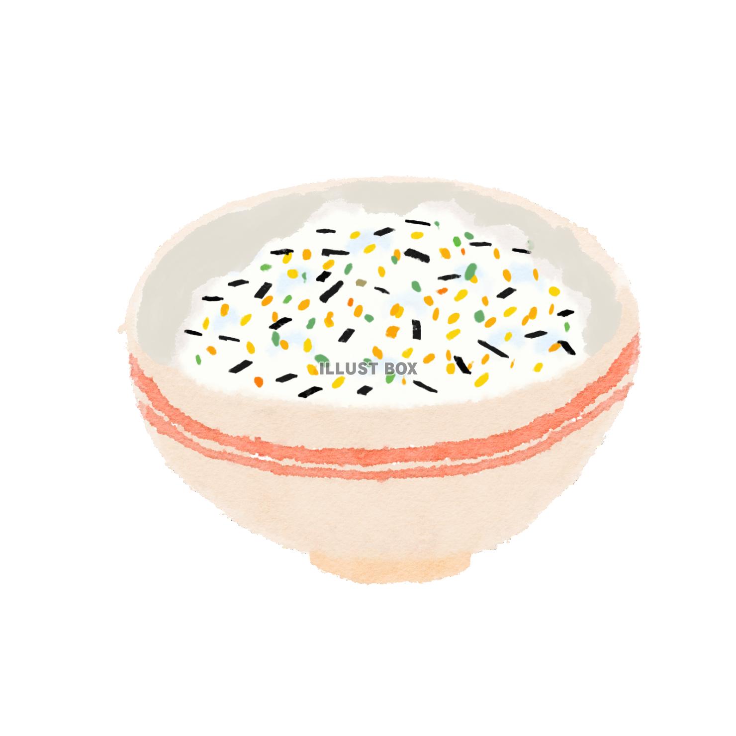 水彩お食事シリーズ ふりかけご飯