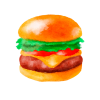 水彩食材シリーズ　ハンバーガー