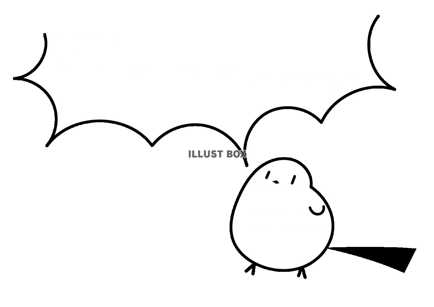 4_ふきだし_シマエナガ・叫ぶ・白黒・手描き