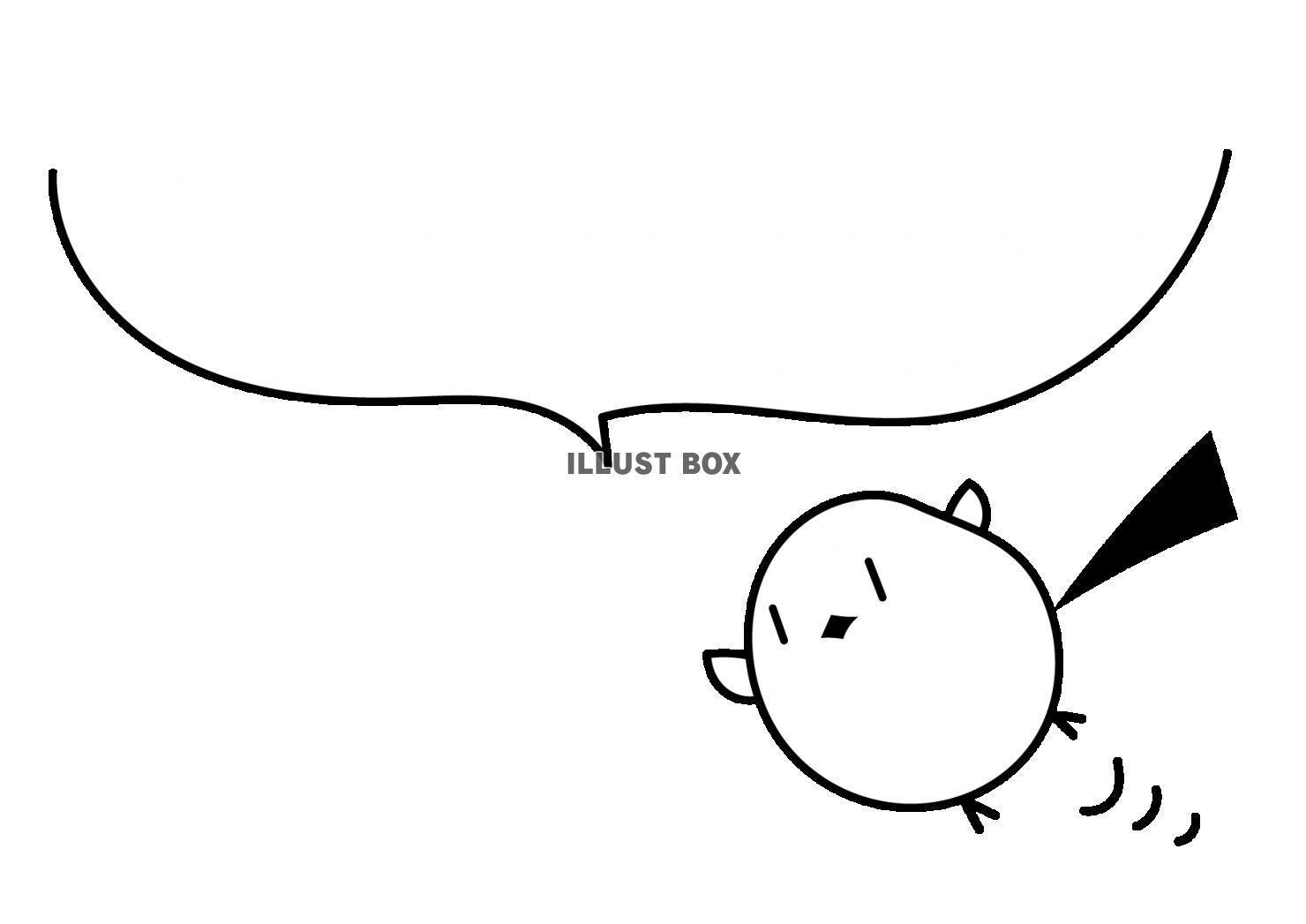 7_ふきだし_飛ぶシマエナガ・話す・白黒・手描き