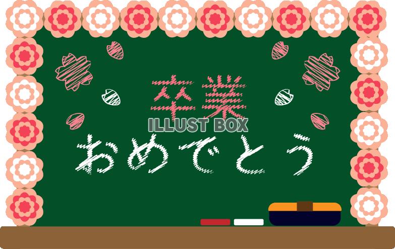 黒板（緑）花の飾り　卒業おめでとう