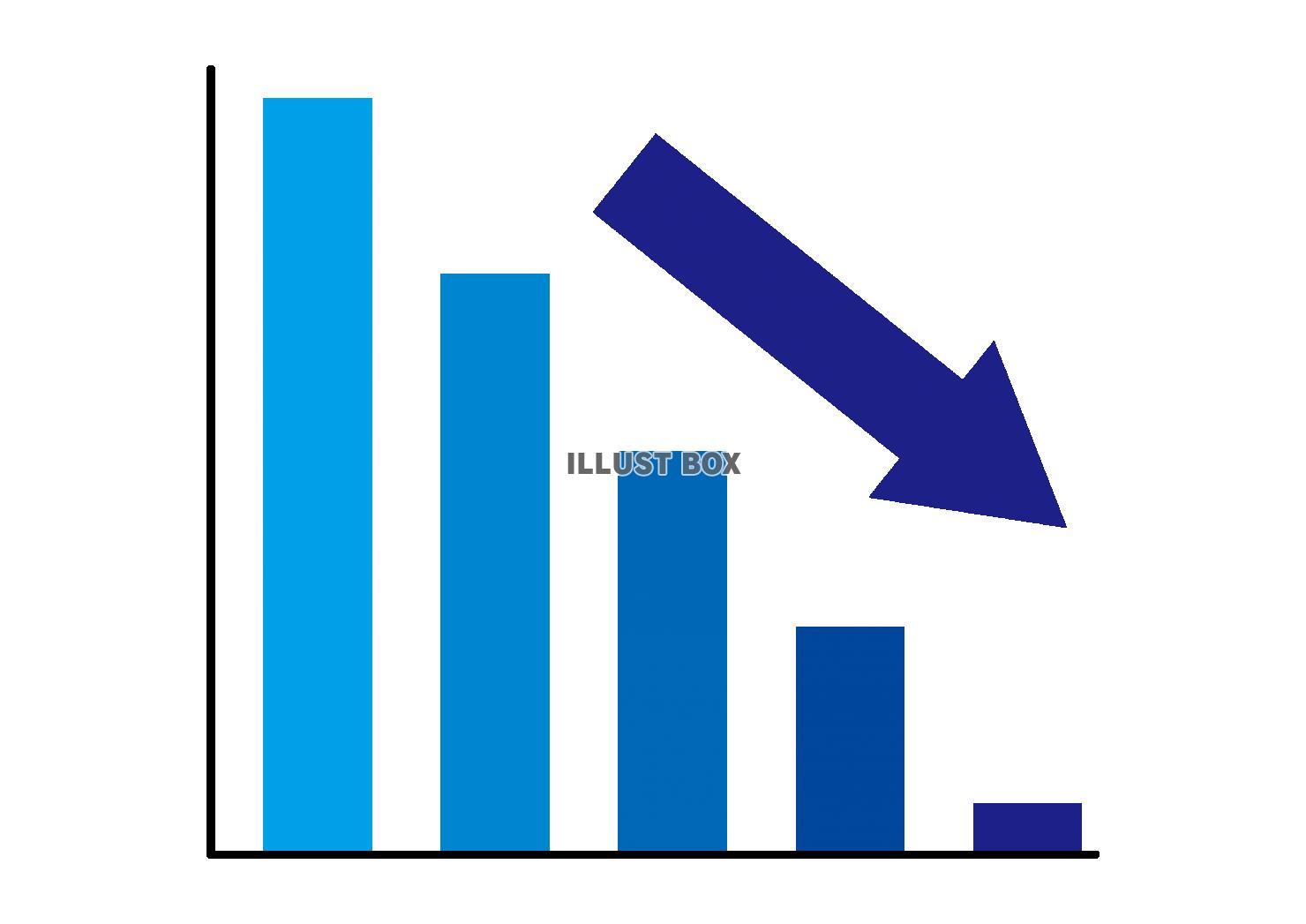 9_イラスト_棒グラフ・下降・矢印・青グラデ