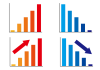 10_イラスト_棒グラフ・上昇・下降・矢印・赤青グラデ・４種セット