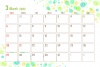 2022年3月のカレンダー（水彩ドット柄）ハガキサイズ版