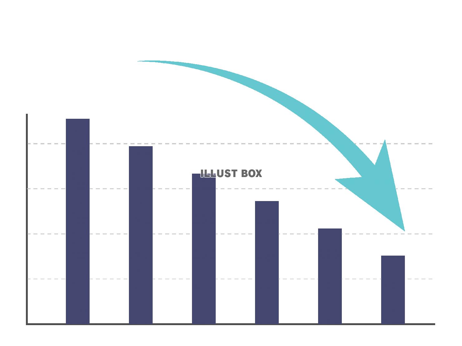 下降する棒グラフ-矢印-透過png