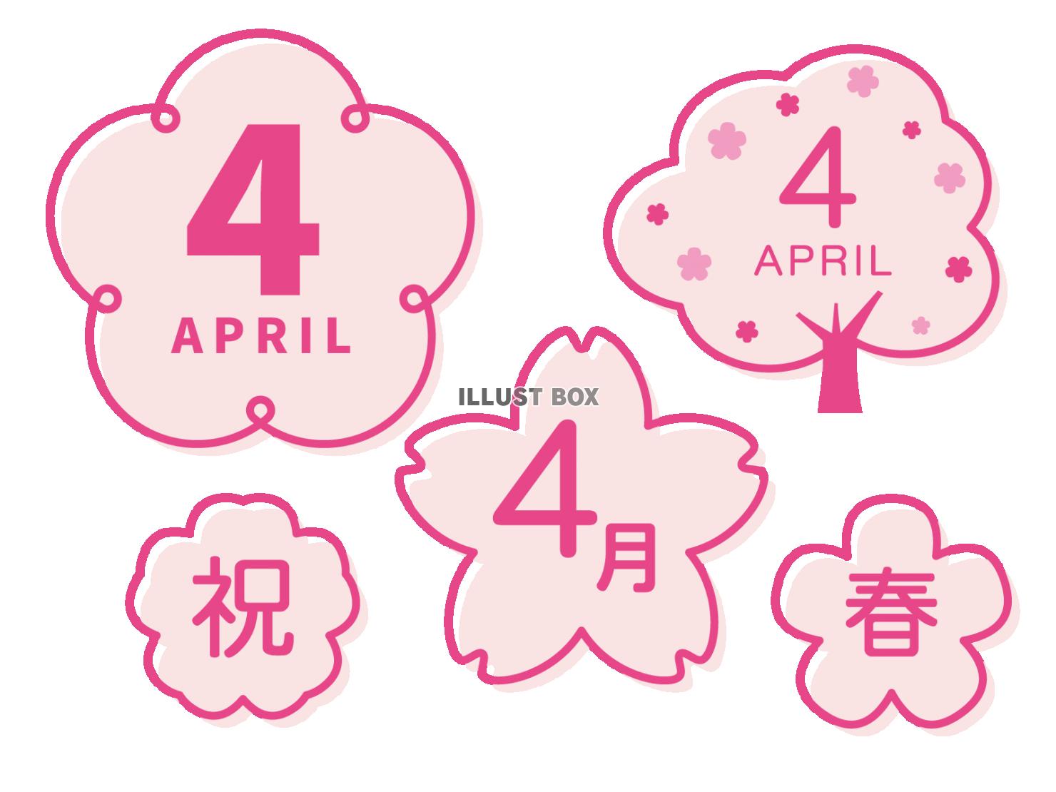 かわいい桜の素材セット_4月_ピンク