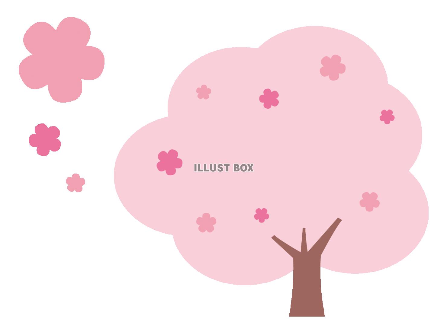 無料イラスト かわいい桜の木をモチーフにした飾りフレーム