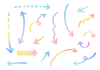 水彩　矢印　手書き　カラフル　グラデーション