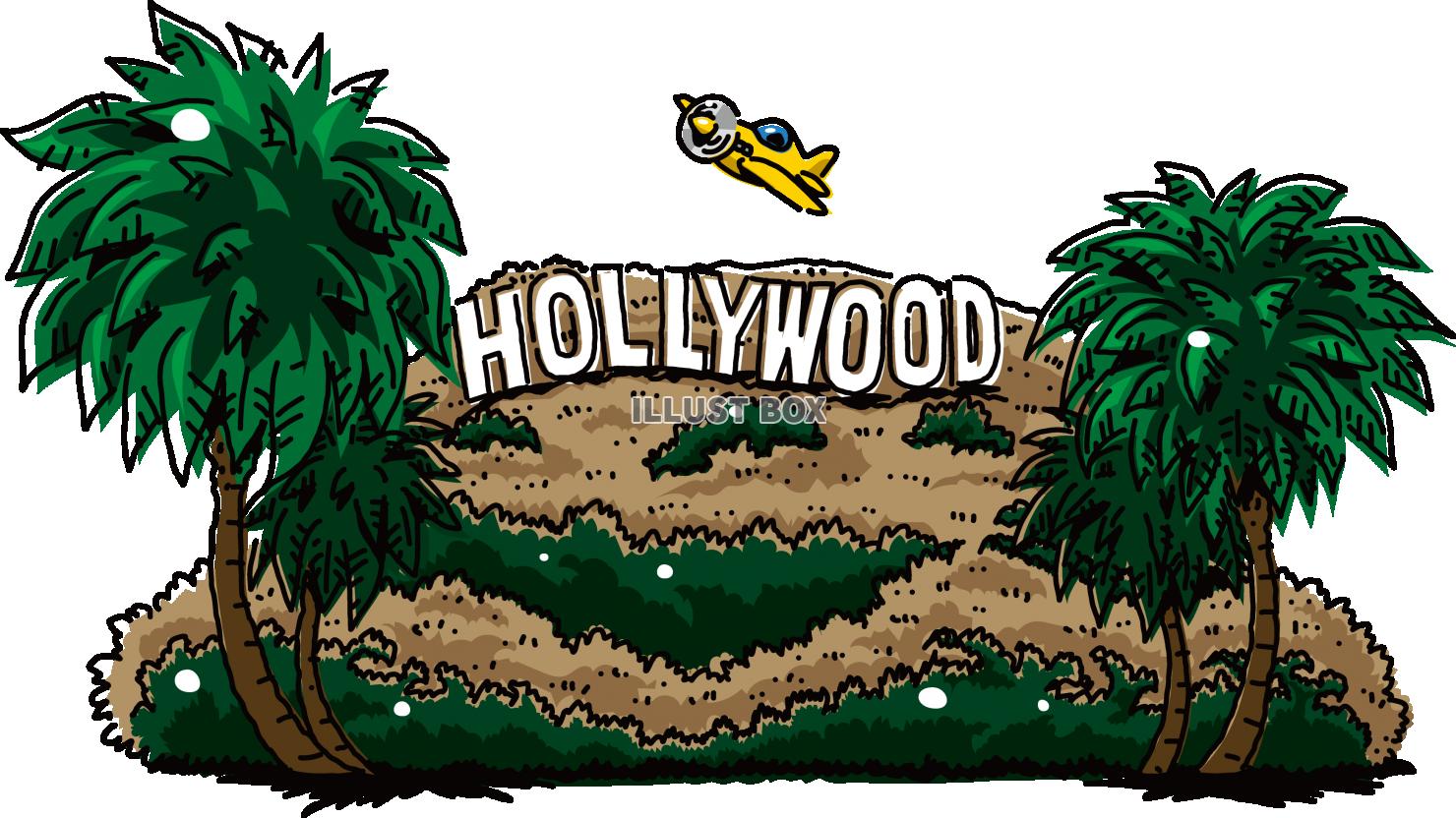 ハリウッドサイン線画 アメリカ 映画の都