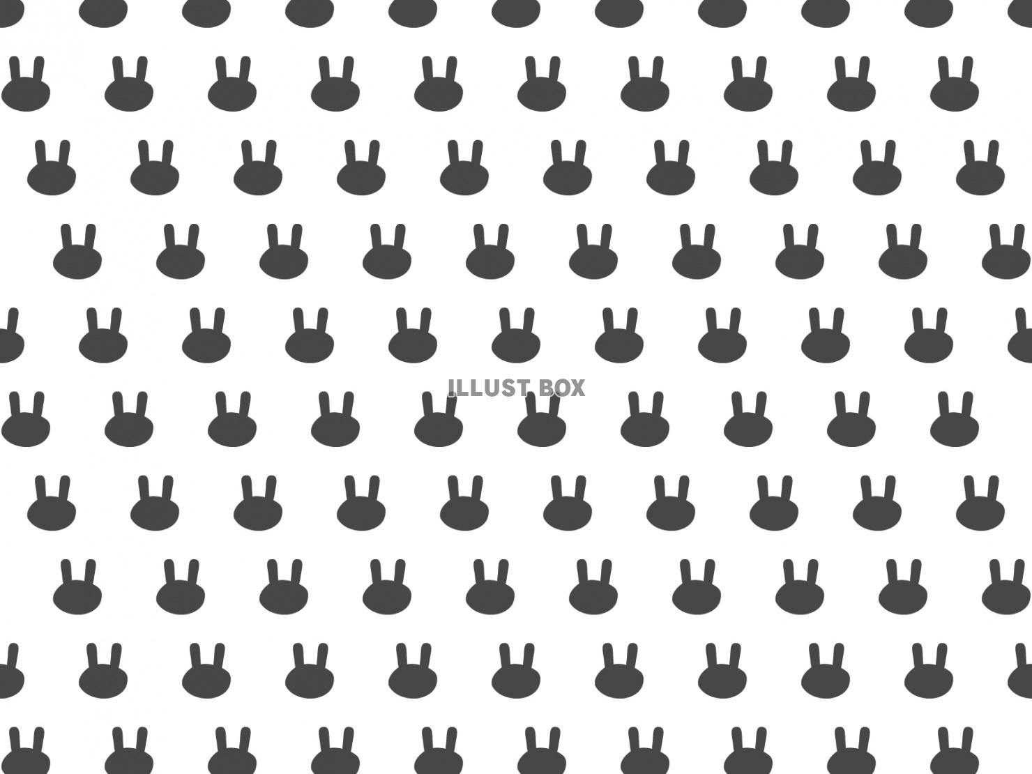 無料イラスト 可愛いウサギシルエットのパターン背景白黒