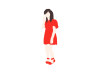 カラーシルエット　背景透過　女の子