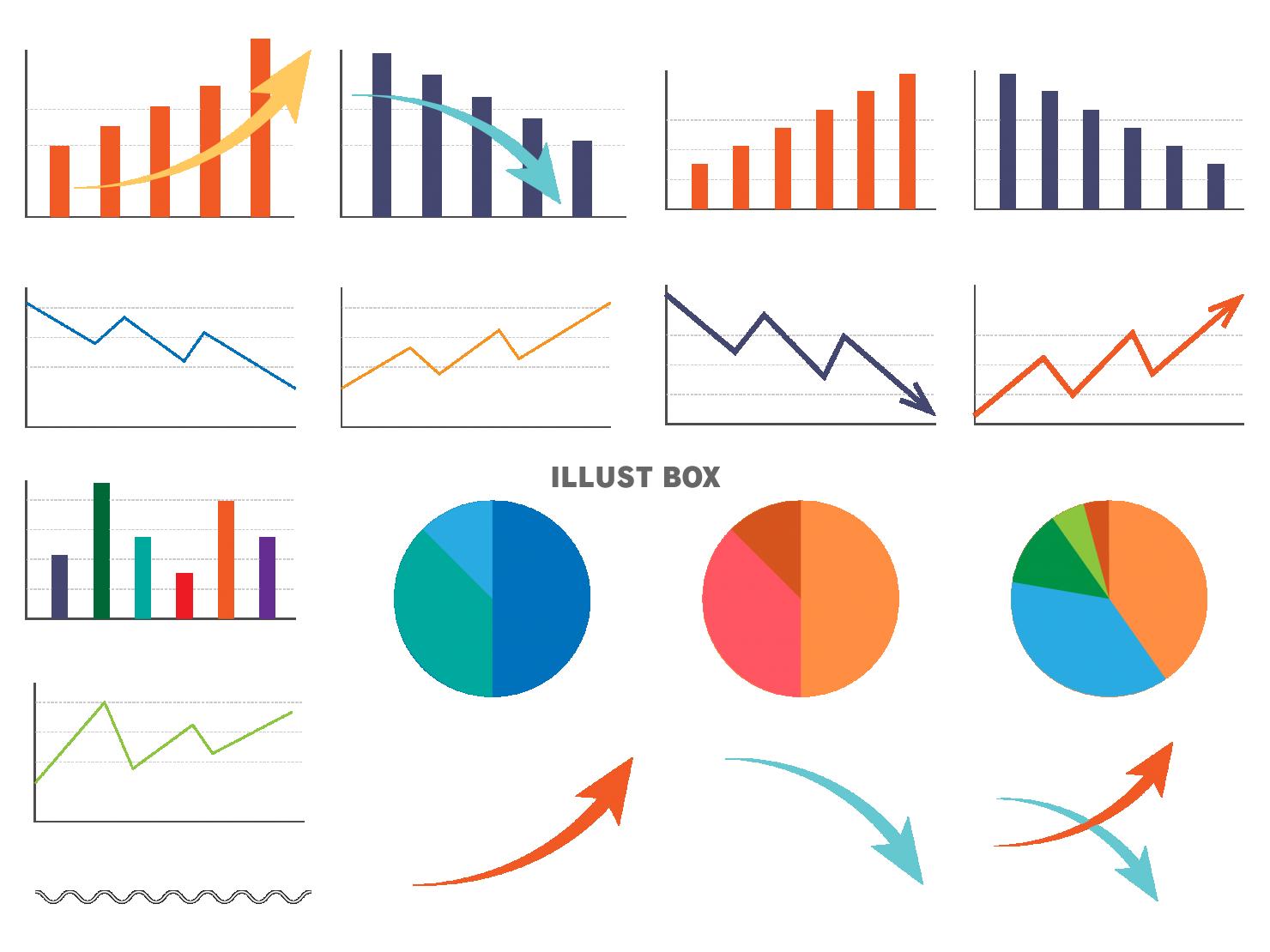 無料イラスト 矢印とグラフのセット