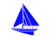 青色のヨットのシルエットアイコン