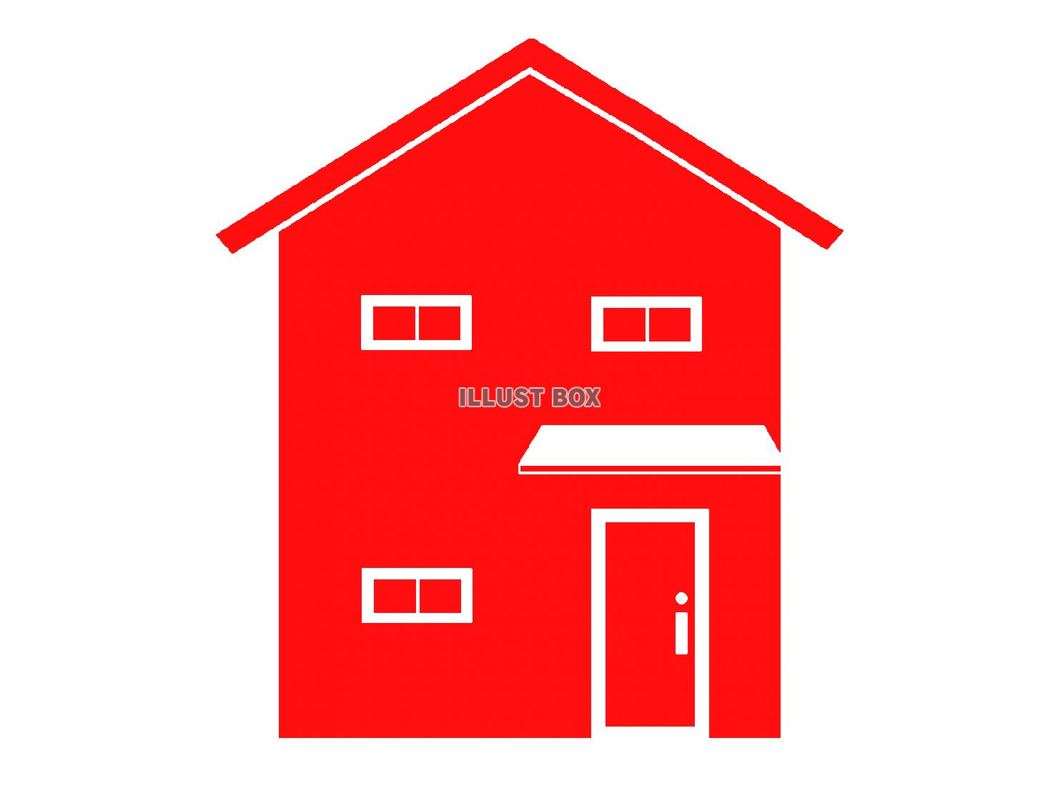 無料イラスト 赤色の家のシルエットアイコン