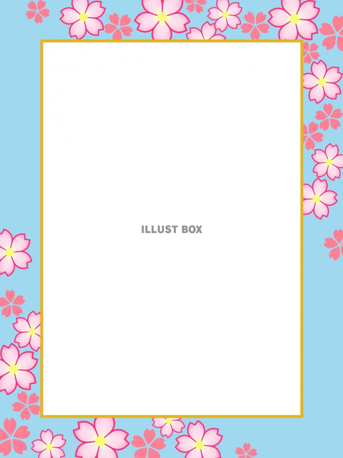 桜の花模様フレームシンプル飾り枠背景イラスト　